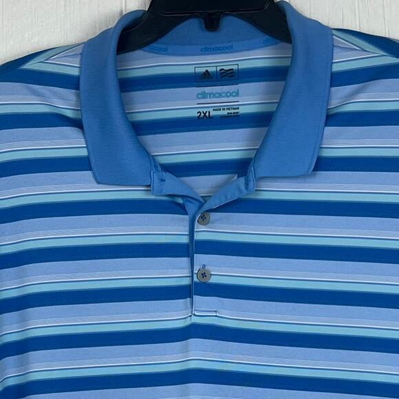Adidas Polo shirt men’s 2XL Polo Climacool polyester/spandex blend Blue - Picture 2 of 5